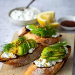 Cottage Cheese and Avocado Breakfast Bruschetta with Dukkah and Manuka Honey Drizzle